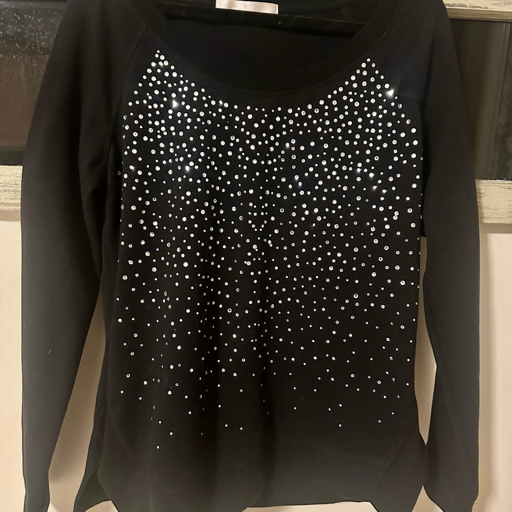 Boston Proper Black Sweatshirt with Silver Accents